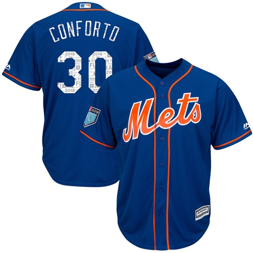 Mets #30 Michael Conforto Blue 2018 Spring Training Cool Base Stitched MLB Jersey